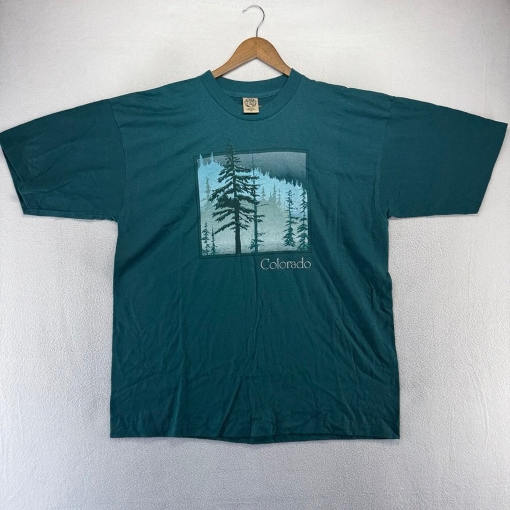 Vintage Colorado Shirt men's 2XL Blue Trees Nature Eagle Single Stitch USA made